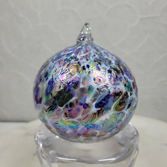 VTG Metallic Enamel Handblown Art Glass Ornament Friendship Ball Holiday Decor - Picture 5 of 13